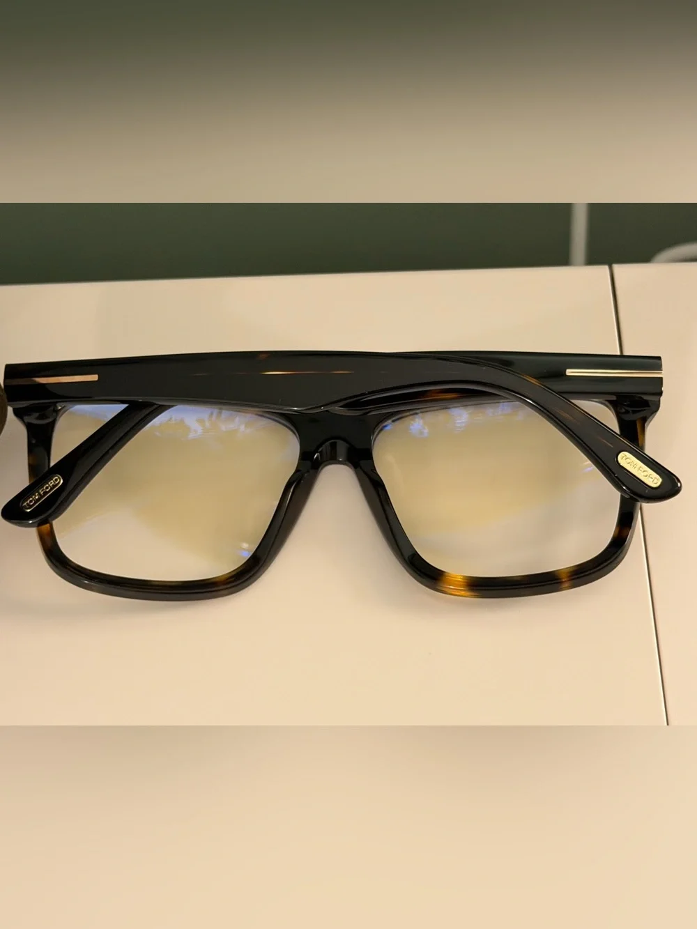 Tom Ford FT6069-B clip-on square sunglasses / blue light block lenses